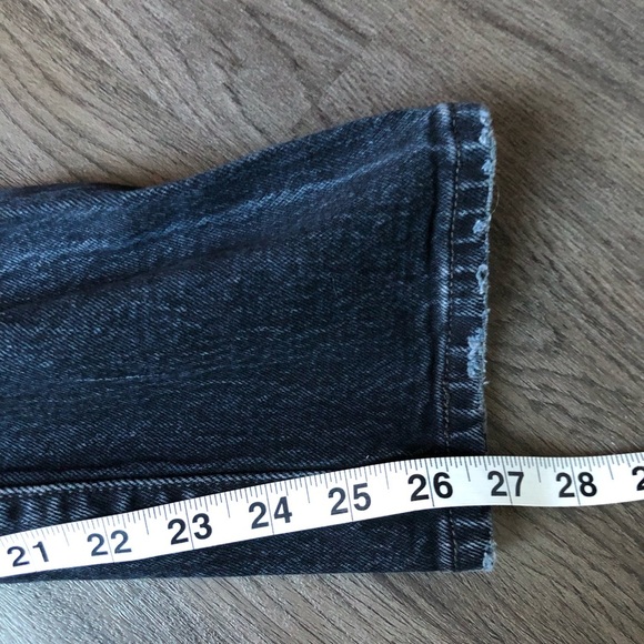 Levis Premium 501 Jeans Womens 28x27 Black Distressed Button Fly Modern BIG E - Picture 9 of 10